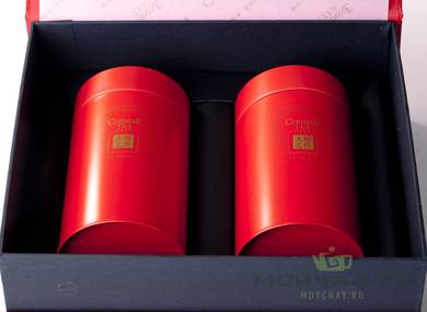 Подарочная упаковка # 17631 коробка красного цвета две баночки для хранения чая с сумкой