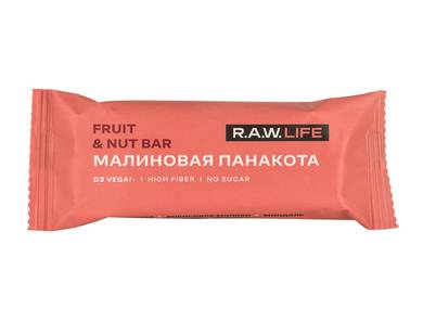 RAW LIFE Орехово-фруктовый батончик "Малиновая панакота"