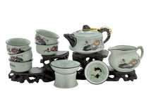 Набор посуды для чайной церемонии из 9 предметов # 41453 фарфор: чайник 223 мл гундаобэй 171 мл сито 6 пиал по 38 мл